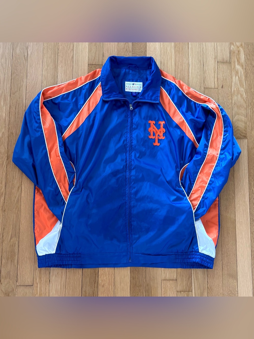 Vintage 1995 NY Mets G-III Bomber Jacket XL Blue Orange MLB Baseball Windbreaker